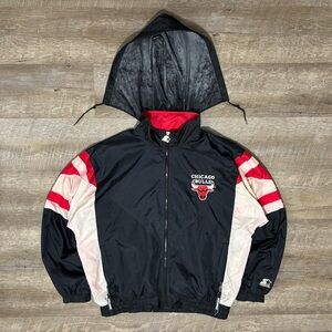 Vintage 90s Chicago Bulls Windbreaker Starter Jacket Mens M Full Zip READ